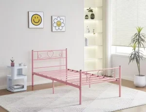 Charming Pink Single Bed Modern Design Perfect for Girls’ Rooms