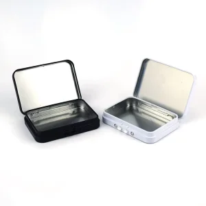 Child-Proof Rectangular Aluminum Tin Storage Box, Small Metal Packaging Container