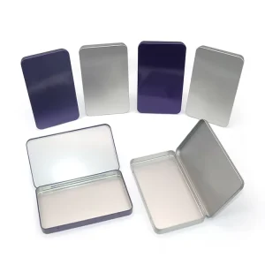 Child-Resistant Square Small Black Tinplate Candy Mint and Chocolate Tin Box with Hinged Lid