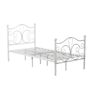 China Factory Supply Wrought Iron Bed Heavy Duty Modern Metal Bed Frame