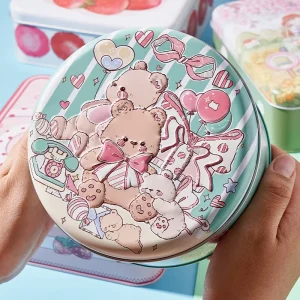 China Manufacturer Small Size 135mm*135mm*H70mm Christmas Festival Metal Gift Round Food Storage Tin Can