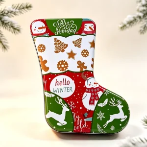 Christmas Alien Printed Recyclable Metal Tin Box for Biscuits and Candy, Holiday Gift Packaging