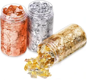 Christmas Baking Supplies Metal Foil Leaf Rose Silver Golden Flake Cake Decoration 2G Shredded Gold Foil
