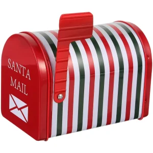 Christmas Mailbox Tin Box with Flag Custom Printed Metal Tinplate Container for Candy and Chocolate