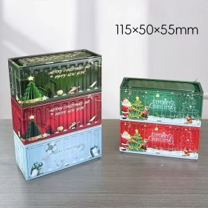 Christmas Metal Tin Gift Box 115 x 50 x 55 mm Recyclable Container for Coffee and Chocolate Storage