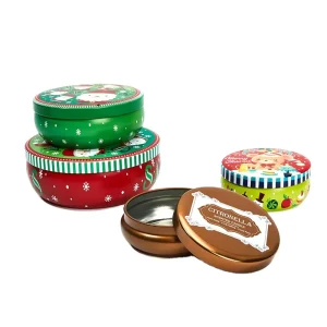Christmas Small Round Eco-Friendly Candy Tinplate Box for Cookies, Chocolate, and Baby Food
