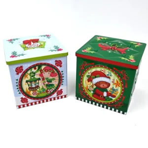 Christmas Square Tin Box for Cookies, Candy, and Chocolate OEM Manufacturer