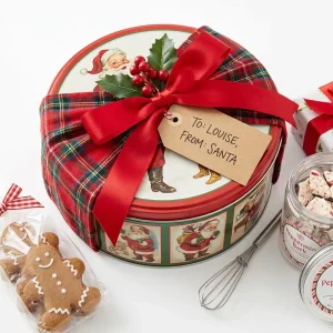 Christmas Tin Box Holiday Metal Container with Minimalist Style