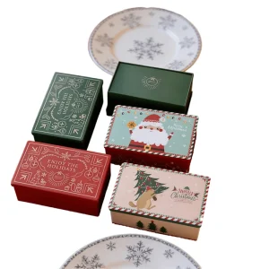 Christmas Tinplate Recyclable Eco-Friendly Custom Box with Lid for Food Storage Kitchen Use Festive Gift Box