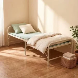 Classic Camping Foldable Bed Heavy Duty Office Nap Bed Easy Storage Forged Iron Cot for Staff Dormitory Medical Escort