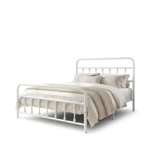 Classic Victorian Metal Bed Frame Vintage Steel Bedstead White Frame for Bedroom Hotel Apartment