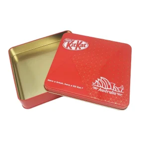 Classical Square Glossy Tinplate Cookie and Chocolate Tin Box, Food-Grade, Offset Printing, 193 x 193 x 40 mm