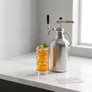Cold Drink Beer Keg Dispenser with Tap, 64 oz or 128 oz, Commercial Beverage Bucket Keg