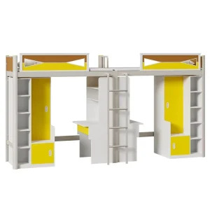 College Dormitory Iron Bed with Desk Ladder Minimalist Design Disassembly Feature for Double Room Four Person Employee Apartment