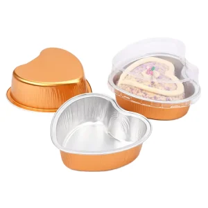 Colored Aluminum Foil Baking Cake Cup Mold With Plastic Lid