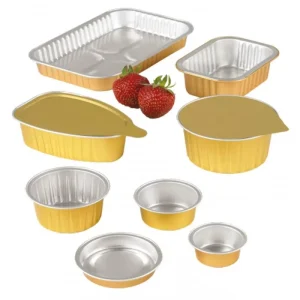 Colored Aluminum Foil Containers with Lids for Food Packaging and Cake Baking