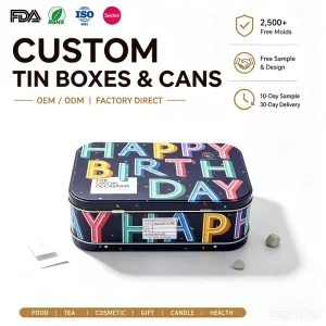 Colorful Rectangular Gift Tin Set for Candy and Christmas Gifts