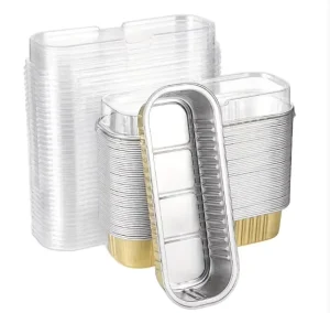 Colorful Square Aluminum Foil Container for Baking Mini Loaf Pan Plastic Lid 200ml PET Capacity Oven Safe Food Grade