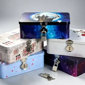 Combination-Lock Tinplate Craft Storage Box for Children