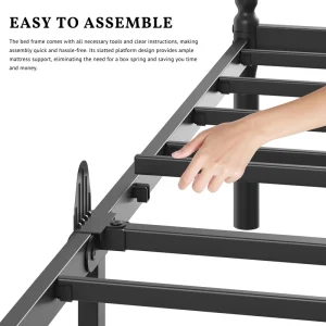 Comfortable Single Iron Bed Frame Metal Bed With Footboard