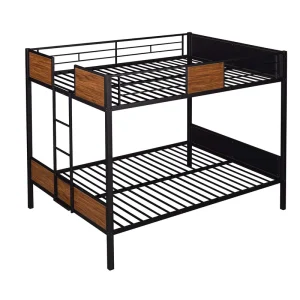 Commercial Grade Steel Bunk Bed Anti Rust Metal Twin Over Twin with Wooden Panels Steel Frame for Dormitory Bedroom Hostels