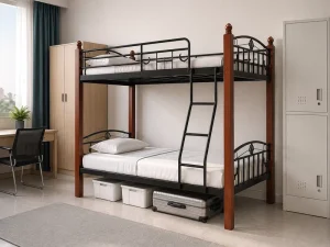 Commercial Metal Bunk Bed Heavy Duty Double Deck Bed Space Saving Loft Bed for Kids Adults School Dormitory Bedroom Furniture