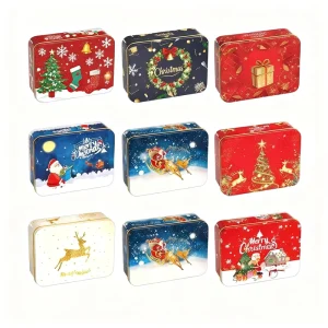 Compact Rectangle Metal Tin Box, CMYK 4-Color Offset Printing, Eco-Friendly Custom Packaging for Chocolate and Pens