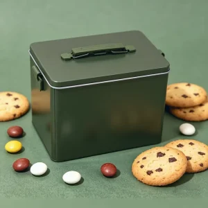 Competitive Price Eco Friendly Recyclable Metal Tinplate Rectangular Lunch Box Handle for Kids Canned Food Chewing Gum Chocolate
