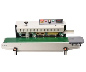 Continuous Band Sealer FR-770 with 12 mm Sealing Width and 12 m/min Speed for Plastic Film, Pouches, and Foil
