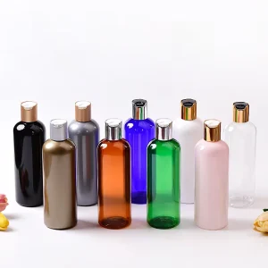 Cosmetic Bottle With Metal Flip Disc Cap 200 500ml Empty Hair Conditioner Body Wash Vial Private Label Custom Printing