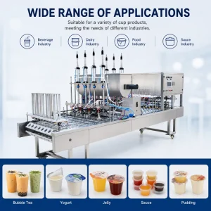 Cup Bowl and Box Filling and Sealing Machine for Mixed Containers and Flexible Food Packaging