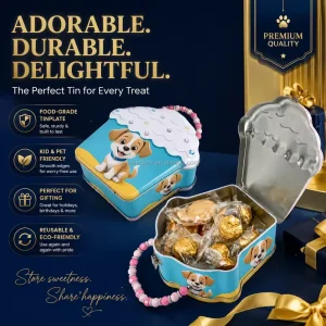 Cupcake-Shaped Metal Tin Box With Portable Handle for Chocolate, Candy, Cookies, and Biscuits