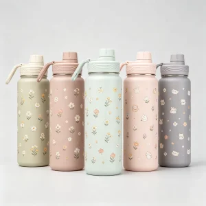 Custom 24oz Double Wall Metal Sports Cycling Water Bottle with Carry Handle