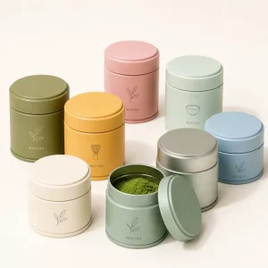 Custom 30g Matcha Tinplate Box Screw Cap Portable Food Grade Metal Tinplate Matcha Storage Metal Tin Cans
