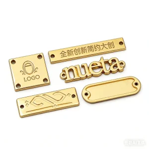 Custom 3D Embossed Brass Metal Tags for Handbags and Bag Decoration
