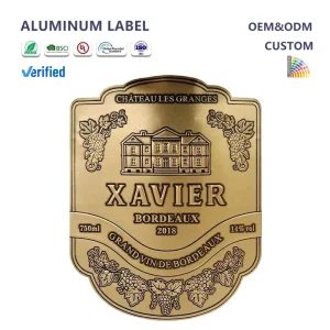 Custom 3D Embossed Metal Sticker 3D Metal Label for Perfume Bottle Packaging Metal Label 3D Embossed