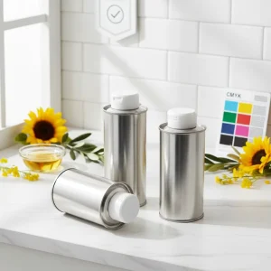 Custom 500ml Round Food-Grade Tinplate Can for Edible Oil with Plastic Pull Lid