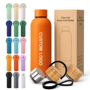 Custom 500ml Stainless Steel Water Bottle Double Wall Vacuum Insulated Matte Rubber Paint Bottle with Logo for Corporate Gifts