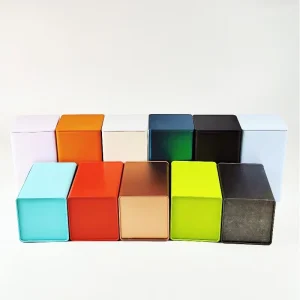 Custom 85x85x150mm Rectangular Metal Tea, Coffee, Biscuit, and Cookie Tin Can with Lids