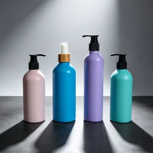 Custom Aluminum Bottles with Lotion Pumps or Spray Nozzles for Shampoo and Perfume