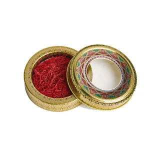 Custom Aluminum Tin Box for 1-10 g Saffron Storage with Recycled Materials, Removable Lid, and Round Shape