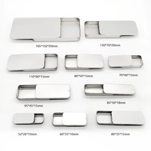 Custom Blank Printed Metal Case Slide Tin Box Rectangular Square Metal Tin with Lid