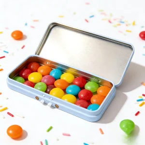 Custom CR Child-Resistant Hinged Rectangular Metal Tin Box for Candy and Mints Packaging