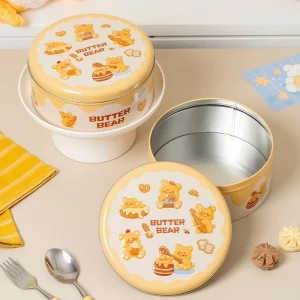 Custom Cartoon Design Eco-Friendly Food-Grade Cake Tiramisu Cookie Tinplate Metal Box for Baked Chocolate Storage