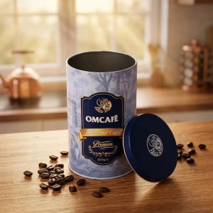 Custom Coffee and Tea Tinplate Cylinder Tins with Offset Printing and Crown Cap Lids