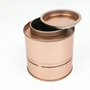 Custom Copper Tone Nested Round Metal Tin Can Stackable Multi size Tin Jar for Tea Coffee Dry Food Sealed Storage Packaging