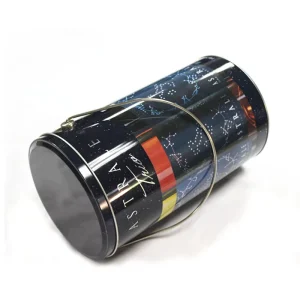 Custom Cylinder Metal Tin Canister With Handle for Cake Storage