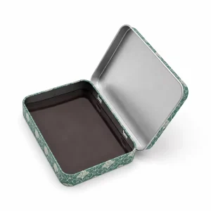 Custom Design Exquisite Magnetic Metal Tin Box Travel Empty Makeup Storage Case Retangular Hinged Tin Box