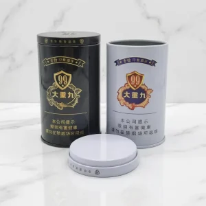 Custom Design Hemp Cigarette Tinplate Box Airtight Lid Small Round Packaging Recycled Materials