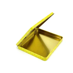 Custom Design Rectangle Hinge Lid Tinplate Box for Craft Candle & Stickers Packaging with Embossed Metal Finish
